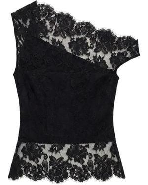 Reformation Oriana One-Shoulder Lace Top - Black