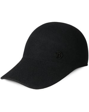 Maison Michel Wool Logo-Plaque Cap - Black