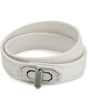 Shanghai Tang Tang Locket Leather Bracelet - Grey