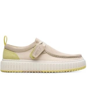 Clarks Torlite Lo Lace-Up Suede Trainers - White