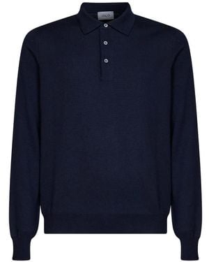 D4.0 Long-Sleeve Knitted Polo Shirt - Blue