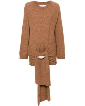 GIUSEPPE DI MORABITO Brooch-Detail Mini Dress - Brown