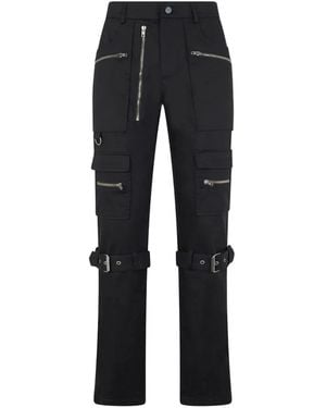 Moschino Pantalon Orné De Zips À Détail De Boucle - Black