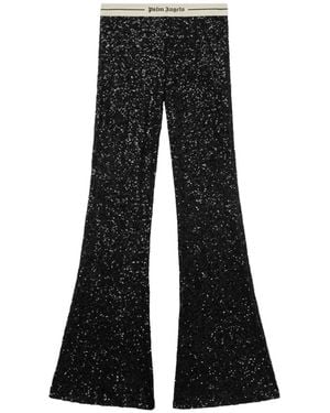 Palm Angels Pantalones Con Lentejuelas Y Logo En La Cinturilla - Negro