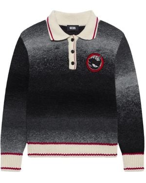 Gcds Polo Collar Embroidered Polo Top - Black