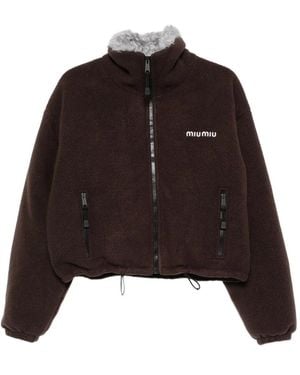 Miu Miu Fleecejacke mit Reißverschluss - Braun