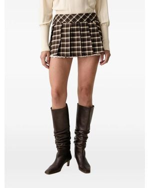 Silvian Heach Check-Pattern Pleated Mini Skirt - Black