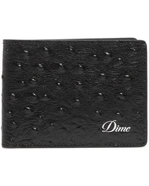 Dime Ostrich-Effect Logo-Plaque Wallet - Black