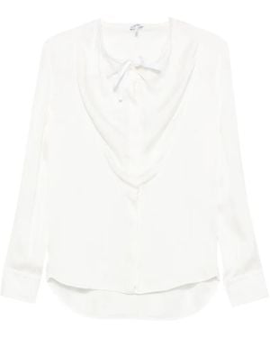Loewe Blusa Drapeada Con Cierre De Lazo - Blanco