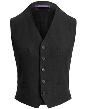 Ralph Lauren Jaiden V-Neck Buttoned Linen Vest - Black