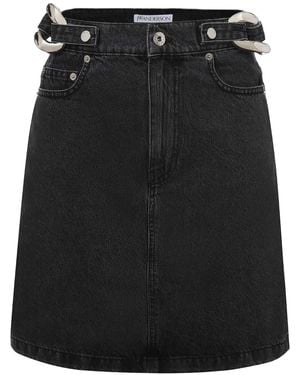 JW Anderson Chain-Link Detail Denim Skirt - Black