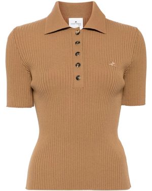 Courreges Iconic リブニット ポロシャツ - ブラウン