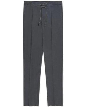 Slowear Seersucker Drawstring Tapered Pants - Gray