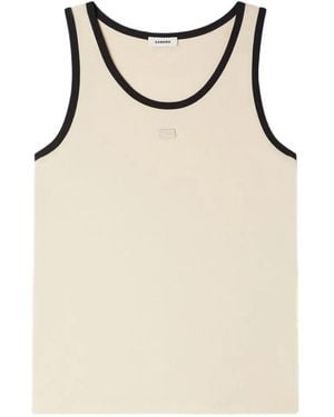 Sandro Cotton Vest Top With Patch - Natural