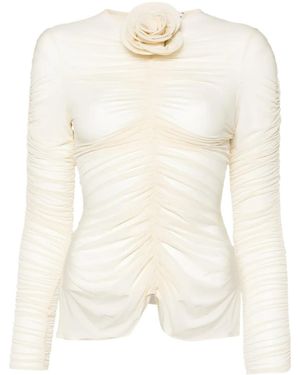 Magda Butrym Haut En Maille À Appliques Fleurs - Blanc