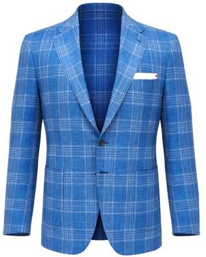 Kiton Blazer Monopetto A Quadri - Blu