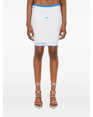 DI PETSA Elasticated Text-Print Mini Skirt - White