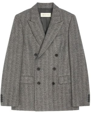 Dries Van Noten Double-Breasted Wool Blazer - Gray