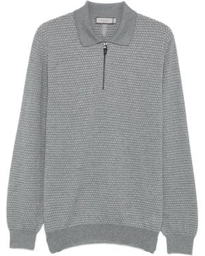 Canali Polo-Collar Merino Wool Jumper - Grey