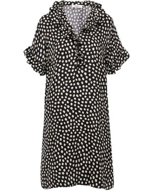 Chloé Ruffled Polka-Dot Dress - Black