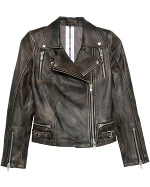S.W.O.R.D Zip-Up Leather Jacket - Grey