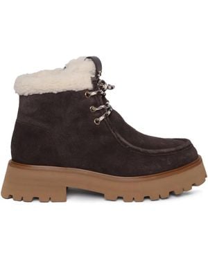 Michael Kors 44Mm Shearling Lace-Up Boots - Brown