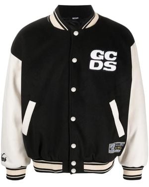 Gcds Two-Tone Logo-Patch Bomber Jacket - Black