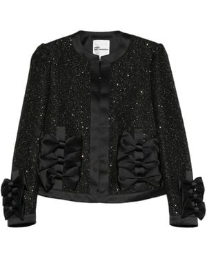 Noir Kei Ninomiya Bow-Embellished Sequinned Jacket - Black