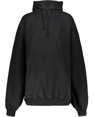 Vetements Logo-Embroidered Cotton Hoodie - Black