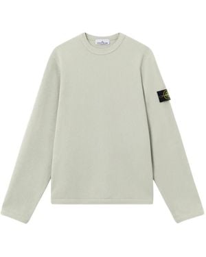 Stone Island Logo-Patch Crew-Neck Jumper - White