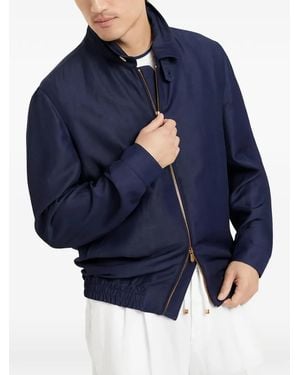 Brunello Cucinelli Zip-Up Bomber Jacket - Blue