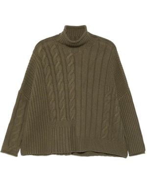 Eric Bompard Rollkragenpullover mit Zopfmuster - Grün