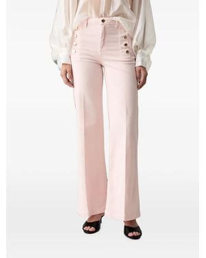 ViCOLO Button-Detail Wide-Leg Jeans - Pink