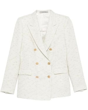 Tagliatore Double-Breasted Tweed Jacket - White