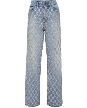 Philipp Plein Skater Rhinestones Embellishment Jeans - Blue