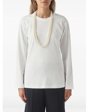 MEIMEIJ Faux-Pearl Long-Sleeve T-Shirt - Grey