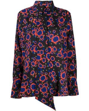 ROKH Floral-Print Tie-Insert Shirt - Black