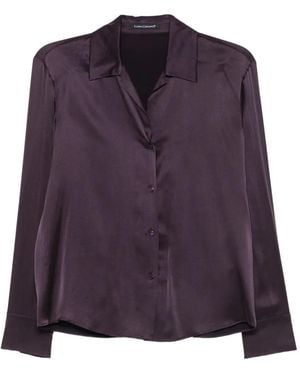 Luisa Cerano Satin-Finish Long-Sleeve Shirt - Purple