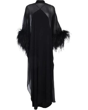 Taller Marmo Feather-Trim Kaftan - Black