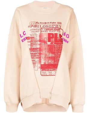 Philosophy Di Lorenzo Serafini Deconstructed Graphic-Print Sweatshirt - Pink