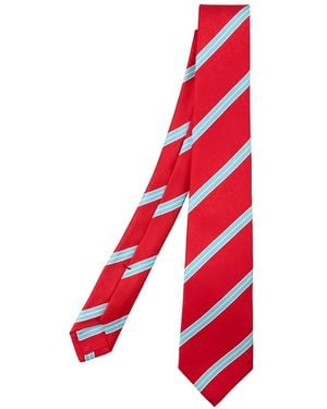 Kiton Diagonal-Stripe Silk Tie - Red