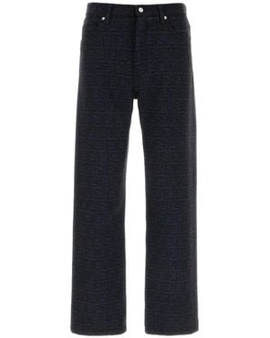 Fendi Ff-Motif Jeans - Blue