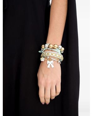 Amir Slama Beaded bow-charms bracelet - Negro