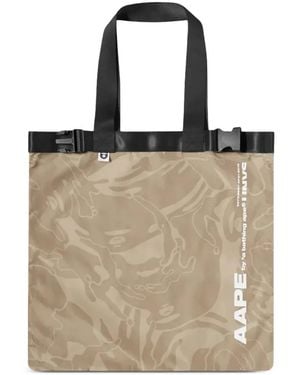 A Bathing Ape Camouflage Pattern Tote Bag - Natural