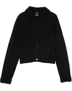 Pinko Embellished-Collar Cardigan - Black