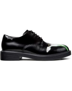Camper Twins Schnürschuhe Mit Blumen-Print - Schwarz