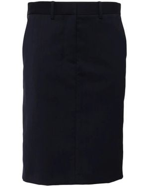 Helmut Lang Straight Wool Skirt - Blue