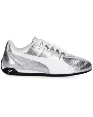 PUMA Replicatch Metallic Whisper Cracked-Effect Low-Top Trainers - White