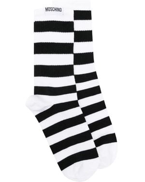 Moschino Striped Stretch-Cotton Socks - White