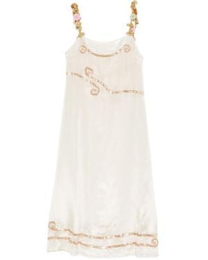 Bode Lido Strappy Embellished Dress - White